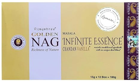 Vijayshree Golden Nag Infinite Essence – Limited Edition – Exklusiver Duft Chandan Vanilla – 15g x 12 Schachteln = 180g
