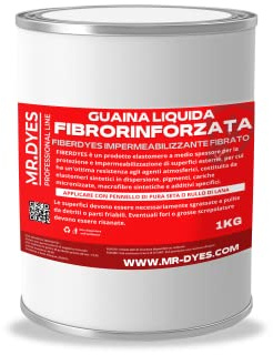 FIBERDYES GUAINA LIQUIDA FIBRORINFORZATA IMPERMEABILIZZANTE Grigia/Bianca/Rossa/Verde da 1-6-20 KG (1 KG, VERDE)