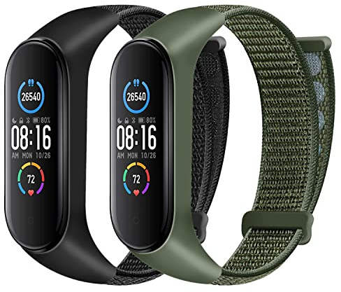 Huamanlou Nylon Armband Kompatibel mit Xiaomi Mi Band 6/Mi Band 5/Mi Band 4/Mi Band 3/Amazfit Band 5 Armband, Weiches Sport Uhrenarmband Verstellbarer Ersatzarmband für Herren Damen