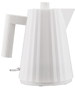 Alessi Plissé MDL06/1WUK - Electric Kettle in Thermoplastic Resin, English Plug 2400W, 100 cl, White