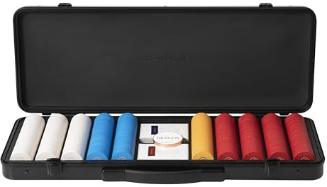 SLOWPLAY Godel Keramik-Poker-Set, 10 g/39 mm Chips, Texas Hold’em | 500 Stk. ohne Wert; Premium-PC-Koffer mit Spiegeleffekt; Keramikverbundchips; minimalistischer Stil