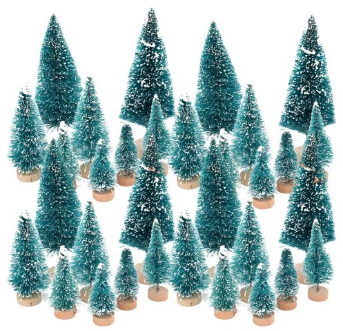 StarTreene 48 Stück Künstlich Weihnachtsbaum Mini Tannenbaum 4.5/6.5/8.5/12.5cm Christbaum klein Weihnachts Dekobaum Weihnachten Kunstbaum für Tischdeko DIY Schaufenster