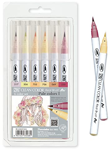 ZIG CLEAN COLOR REAL BRUSH 6 Color set (6 Pale Colors set I)