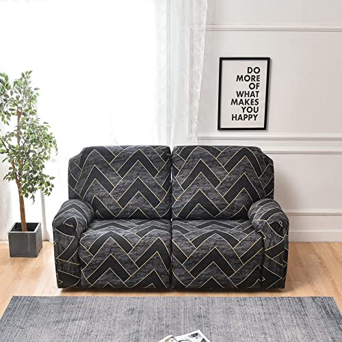 FANSU Stretchhusse für Relaxsessel Sesselbezug, 2 Sitzer Sesselschoner für Recliner Stuhl Sessel, Mode Stretch Sofabezug, Elastisch Bezug für Fernsehsessel Liege (2 Sitzer,Grauer Marmor)