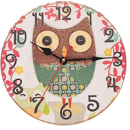 Garneck 1stk Wanduhr Mit Sonnenbewegung Moderne Wanduhr Wandmontierte Uhr Kindergarten Weihnachts Eule Hängende Uhr Wohnzimmer Dekorative Holz Mechanisch Büro Stille Glocke