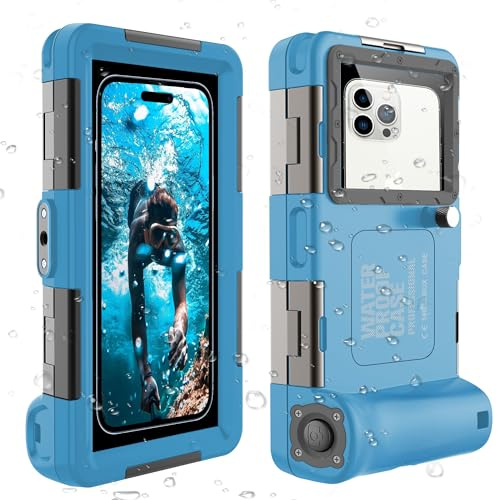 ShellBox Case Tauchhülle 2. Generation für iPhone/Samsung Galaxy-Serie, universelle Handys [4,9–6,9 Zoll], Schnorcheln [15 m], Ganzkörperschutz (blau-grau)
