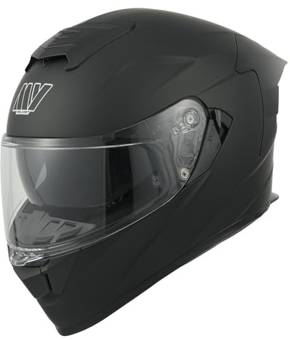 MY Motorrad Integralhelm Vollvisierhelm Mopedhelm mit Sonnenblende für Damen Herren,ECE 22.06 Genehmigung,Modell MY-936 (Mattschwarz, L)