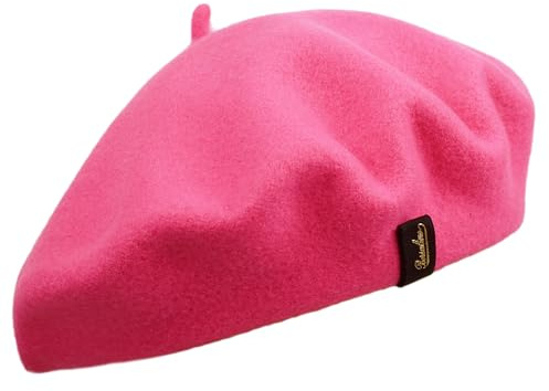Baskenmütze für Damen | 100% Wolle | Patrizia Beret | Made in Italy, Rosa, One size