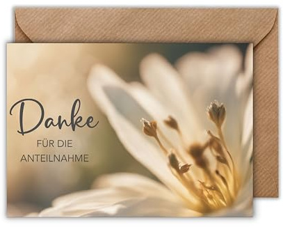 10x Danksagungskarte mit Umschlag - Dankeskarte Kondolenz Karte mit Lilie als Klappkarte (A6)