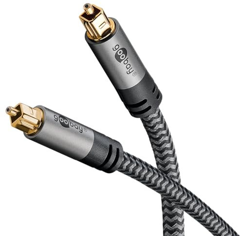 goobay 65305 Toslink Optisches Audio Kabel 2m / Kompatibel mit Soundbar, Stereoanlage, Heimkino, PS4, Xbox/Glasfaser/vergoldeter Anschluss