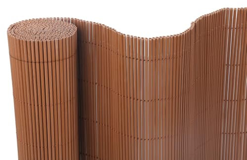 BONERVA | Mimbre PVC | Color Marrón | Valla de decoración exterior para jardín y terraza | Ocultación Exterior (1x3 Metros)