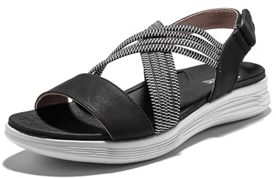 JOMIX Sandales Sport Femme Sandales Femme Chaussures de Randonnée Femme Confortable pour Extérieur (Noir, 37)