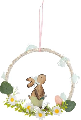 PEARL Osterdeko: Oster-Fenster- & Tür-Deko mit Hase, LED-Beleuchtung und Timer (Türkranz Ostern, Fenster Deko Hänger Ostern, Band)