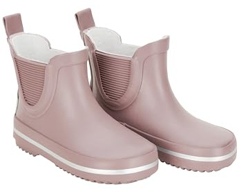 Mikk-line Kurze Gummistiefel Kinder 19 Rose | Barfuß Gummistiefel Kinder | Wetterfeste Slip-On Regenstiefel | Knöchelhohe wasserdichte Outdoor-Schuhe mit rutschfester Sohle