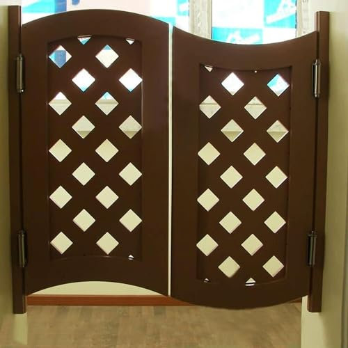 TsoLAY Halbhohe Türen Café-Schwingtür, Vintage-Holz-Schwingtür, automatische Tür for die Küche, Halbhohe Taillentür, anpassbar Schiebetür(Color:Brown,Size:95x90cm(WxH))