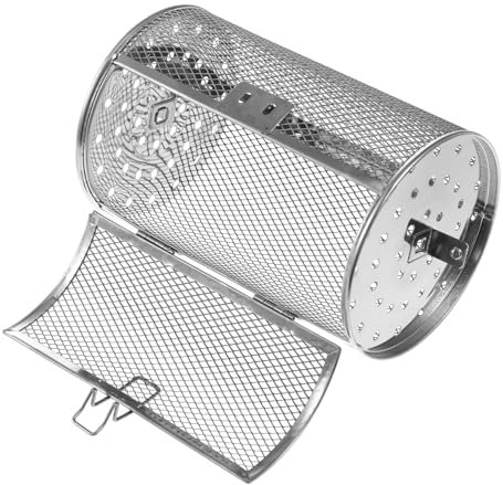 CIYODO Edelstahl Rotisserie Grillkorb Airfryer Zubehör Drehbarer Ofenkorb Mit Beweglicher Klappe Hitzebeständig Lebensmittelecht Geeignet Für Backen Von Nüssen Mandeln Und Trockenfrüchten