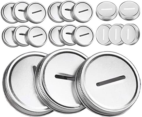 COLLBATH 20stücke Flaschendeckel Aus Langlebigem Weißblech Auslaufsichere Sparschwein Aufbewahrungsglasdeckel Mit Münzschlitz Vielseitig Einsetzbar Für Lebensmittel Getreide Und Getränke Ei