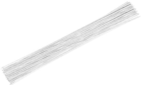 QUARKZMAN 100Stk 24 Gauge(0.6mm) Blumen Stiel Draht 14 Weiß Blumen Draht für Selbermachen Künstliche Floristen Blumen Einrichtungen