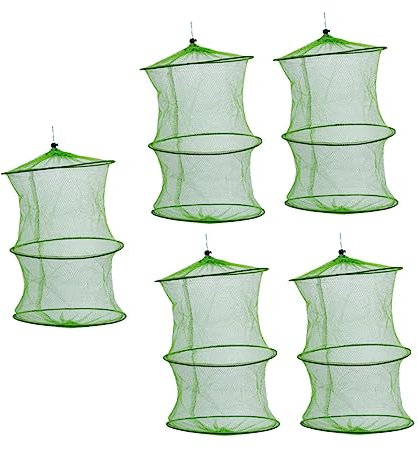 WHAMVOX Rete Da Pesca Portatile a Maglie Pieghevole 5 Pezzi, Gabbia Trappola Corda in Materiale Ad Asciugatura Rapida, Leggera e Compatta Per Pesca e Conservazione Piccoli Pesci