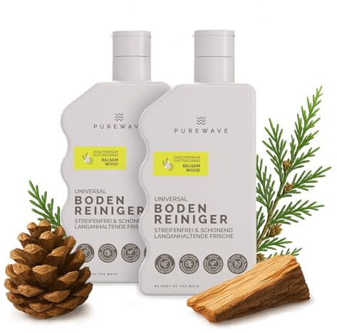 PUREWAVE Universal Bodenreiniger Balsam Wood – natürlicher Reiniger für alle Bodenarten,vegan, sanft zu Oberflächen, angenehmer Holzbalsam-Duft, ideal für Haushalt & Gewerbe, 500 ml(2 Pack)
