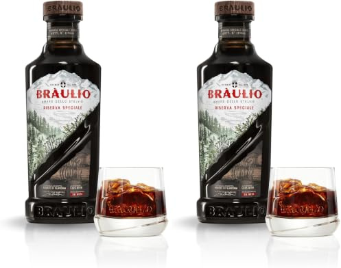 Braulio - Amaro Invecchiato in Botte di Rovere 15 Mesi, 70 cl, a Base di Erbe, Bacche e Radici, 21% Vol (Confezione da 2)