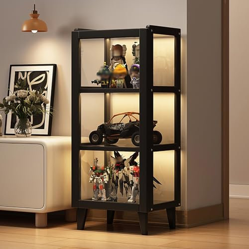 NOBBAT Vitrine, Acrylvitrine, Wohnzimmervitrine, 3/4-Boden, Vitrine, Doppeltürdesign für Bequeme Aufbewahrung, staubdicht versiegelt, leicht zu reinigen(42x33x107cm)