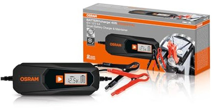 OSRAM BATTERYcharge 405 ESSENTIAL, caricabatterie intelligente da 5 A e dispositivo di mantenimento della batteria, per veicoli da 6 V e 12 V, 3 m cavo