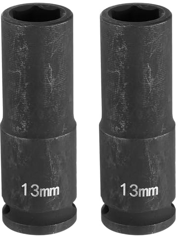 QUARKZMAN 2 Pièces Douille à Chocs Hexagonale, 3/8 Pouce Entraînement 13mm Douille à Écrou Profonde en Acier Cr-Mo à 6 Pans pour Clé Dynamique pour Réparation Automobile, 65mm Longue
