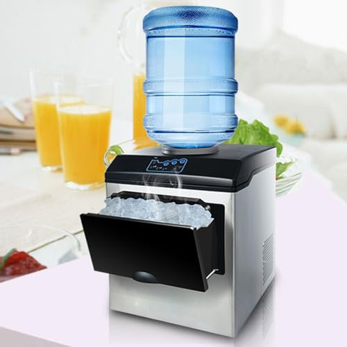 KLYDBMYT Machine à glaçons Commerciale - 2 méthodes d'arrivée d'eau, 25 kg/Jour, 12 pièces prêtes en 8 à 12 Minutes, capacité de Stockage de Glace de 1,5 kg, pour la Maison/Cuisine/Bureau/Bar