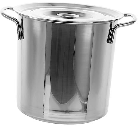 BESTOYARD 1Pc Edelstahlsuppe Eimer Topf Mit Deckelkesseln Elektrischer Kordelkorb Bell Stahl Topf Mit Griffstahl Stahlmarm Marmelade Stahl Pfanne Stammkessel Wok Pfanne Silber