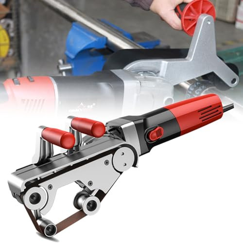 ERSINIAN Lucidatrice elettrica per Tubi in Acciaio Inossidabile, lucidatrice Portatile per Tubi, levigatrice a Nastro, per Legno e Metallo (4 rulli)