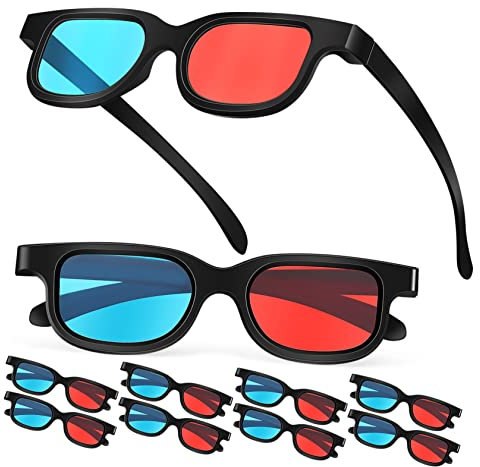 DOITOOL 10pcs Red Blue Lens 3d Viewing Glasses Lightweight Anaglyph Movie and Game Glasses for Theater Computer Tv Use