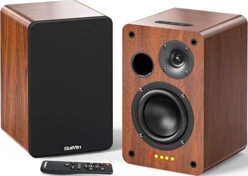 Saiyin Active Bookshelf Speakers | 40W*2, 4 Inch Woofer, Bluetooth/Optical/Auxiliary/RCA Inputs,Sub Out, for TV/Turntable/Record Player/PC/Computer