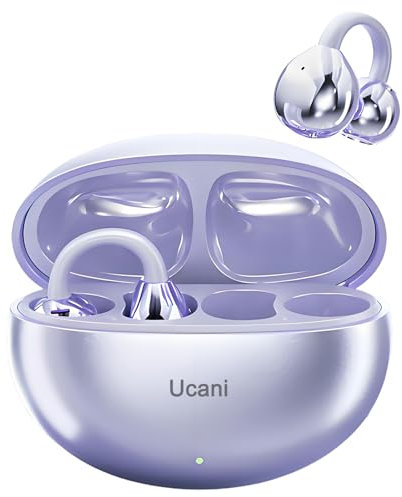 Ucani Wireless Headphones, Open Clip-On Earphones Sports Headphones, 12mm Diaphragms with ENC Crystal Clear Calls, IPX5, Bluetooth-5.4 Compatible with iOS Android, 30H Playtime, (Bright purple)
