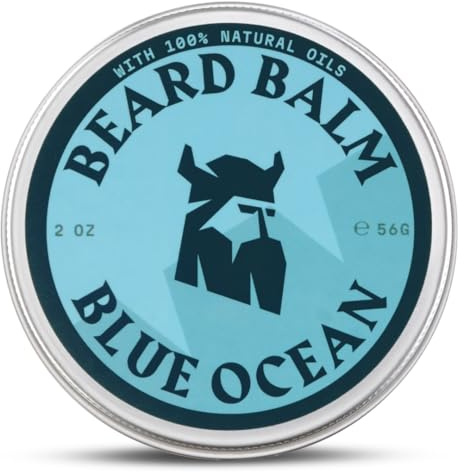 Striking Viking Bálsamo para barba - 56 g, Blue Ocean - Acondicionador sin aclarado para barba - Bálsamo moldeador elaborado con manteca para barba de origen natural y aceites de argán y jojoba