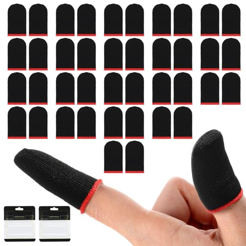 oruola 40 Pcs Gaming Finger Sleeves,Finger Sleeves for Mobile Gaming,Touch Screen Thumb Sleeve,Ultra Thin,Breathable and Sweat Resistant,Seamless Touchscreen Thumb Cover for Most Touchscreen Devices