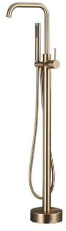Wasserfall Badewannenarmatur Mischbatterie Freistehende Badewanne Einhebel Brausebatterie mit Schlauch Mischbatterie Duschset 360° Schwenkbar Gebürstetes Gold