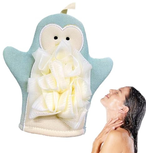 Scrubbing Gloves for Body - 2-in-1 Glove Exfoliator for Body | Shower Puff, Bathing Accessories, Loofah Sponge, Rich Foaming Towel for Men Women Kids Families