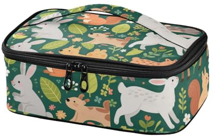 voucong Bolsa de almuerzo verde personalizada con diseño de hojas de animales, impermeable, aislada, bolsa de almuerzo para ni? os