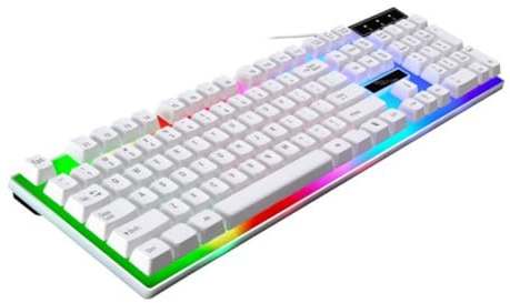 Didiseaon Clavier en Plastique ou Tablette pour Ordinateur et Design Élégant USB Filaire Blanc Rétroéclairé Touche Unique Mécanique Portable Usage en Extérieur Voyage