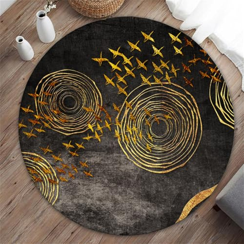 Odot Alfombra para Silla de Escritorio Redonda, Alfombra Protectora Suelo Silla Ruedas Antideslizante Gaming, Tapete de Protección de Oficina,para Suelos Duros Parqué (Pájaro Dorado,120cm)