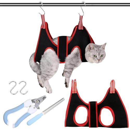 GmwyCzV Hamac de Toilettage pour Chien, Kit de Toilettage pour Petits Chiens et Chats, Dog Grooming Hammock avec Sangles, AvecLimes à Ongles et Coupe-Ongles pour Coupe Griffes et Baigner Votre Animal