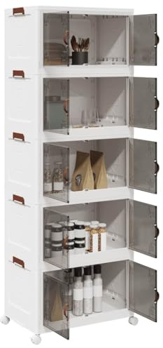 Générique Boîte de Rangement empilable avec Roues à 5 Niveaux 75 L,Quincaillerie,Outils,Diables & Chariots de manutention-4012374