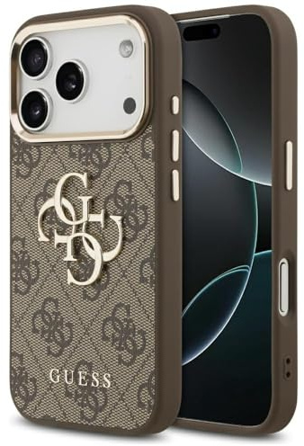 CG MOBILE Guess 4G Groß 4G Klassiker Logo Hülle für iPhone 17 Pro Max (Braun/Gold)