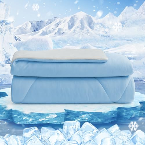 HOMFINE Coperta Refrigerante Letto - Super Morbido Coperta Estiva Matrimoniale Q-Max>0,4 Fresca Coperta Estiva di Rinfrescante Cooling Blanket Traspirante Coperte Estive, Blu, 270 x 230 cm