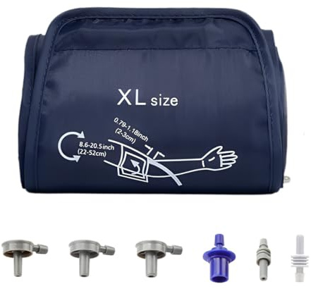 Repuesto de manguito para la presión arterial, accesorio para brazo de 22-52 cm, extragrande para adultos, con 6 conectores, compatible con la mayoría de los tensiómetros (XL azul oscuro)