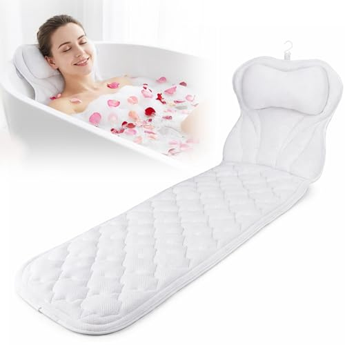Full Body Bath Pillow for Bathtub: Ergonomic Bath Mat with Pillow