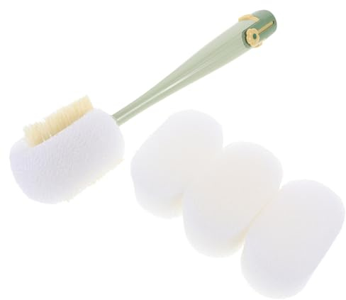 Mipcase Goupillon à Long Manche Vert Foncé 3 Éponges de Rechange, Brosse Multifonctionnelle pour Nettoyage en Profondeur de Bouteilles, Tasses et Biberons, Poignée Ergonomique