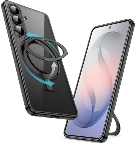 JETech 360° Rotatable Ring Stand Case for Samsung Galaxy S26, Black | Compatible with MagSafe, Clear Back, Stand & Ring Holder, Shockproof Protection