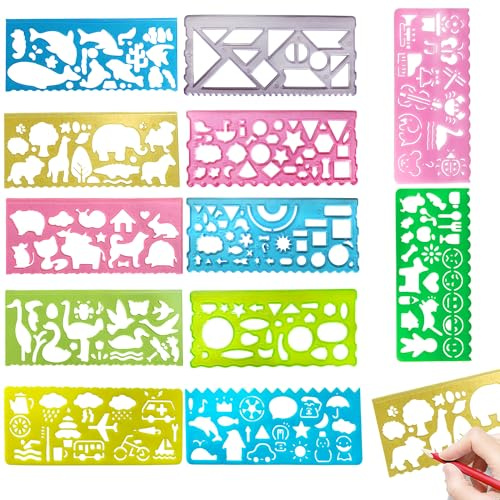 12PCS Schablonen Set Für Malen, Schablonen malschablonen schablonen | Schablonen malschablonen schablonen: Vielseitige Malschablonen Mit Geometrischen Formen Und Kreisen, Zeichenschablonen.